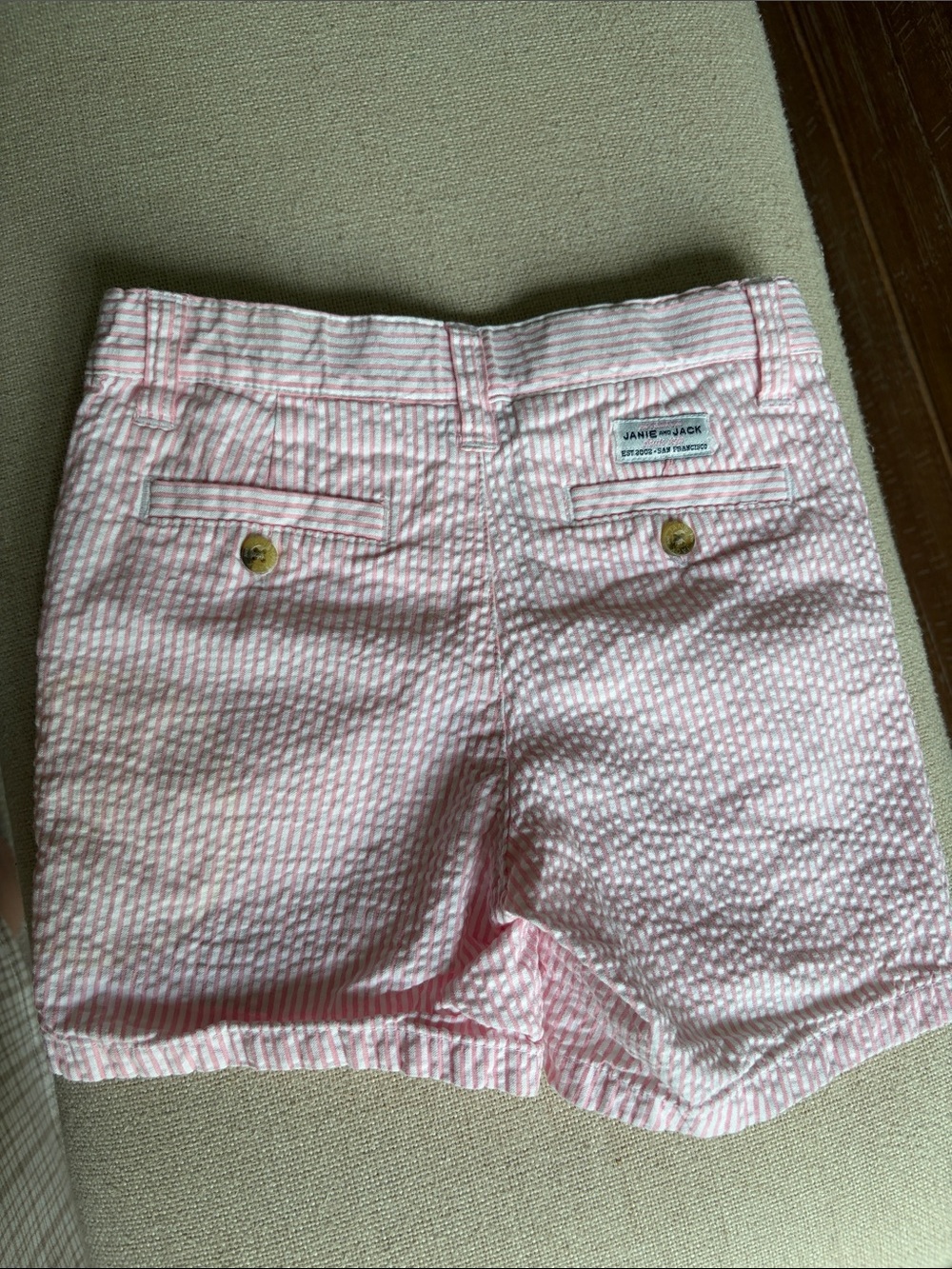Janie and jack pink seersucker shorts